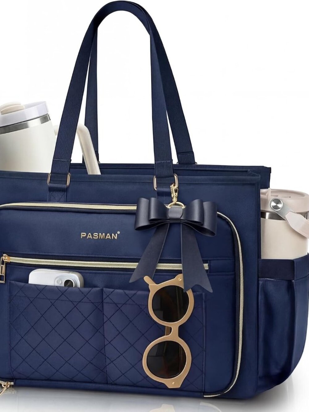 Teacher Tote Bag for Women - Structured Laptop Bag, Cup Holder
